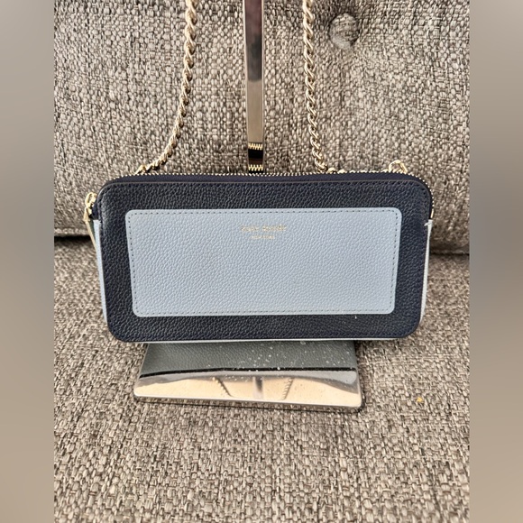 EUC Kate Spade Margaux Double Zip Bicolor Leather Chain Wallet Shoulder BAG - Picture 1 of 12